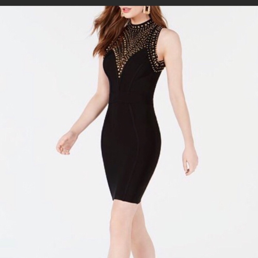 Marciano Black Studded Bodycon Dress Size small